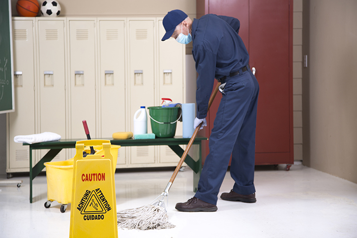 school cleaning services by Tie's Cleaning machine.